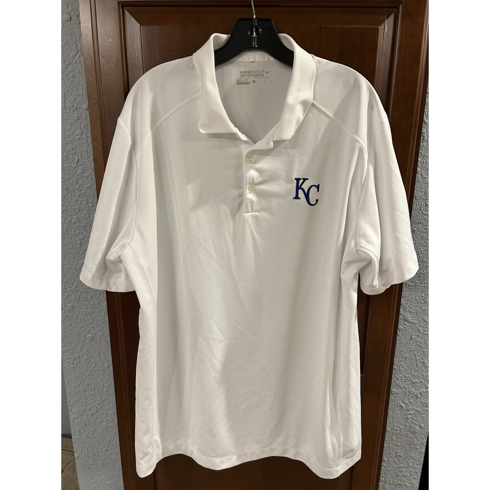Kansas City Royals Shirt Mens XL Nike Golf Tour Dri-Fit White Polo MLB Logo
